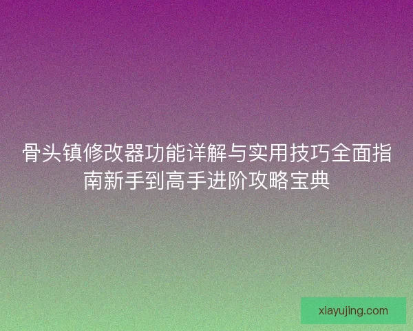 骨头镇修改器功能详解与实用技巧全面指南新手到高手进阶攻略宝典